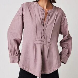 We The Free Mauve Button-Front Relaxed Tunic